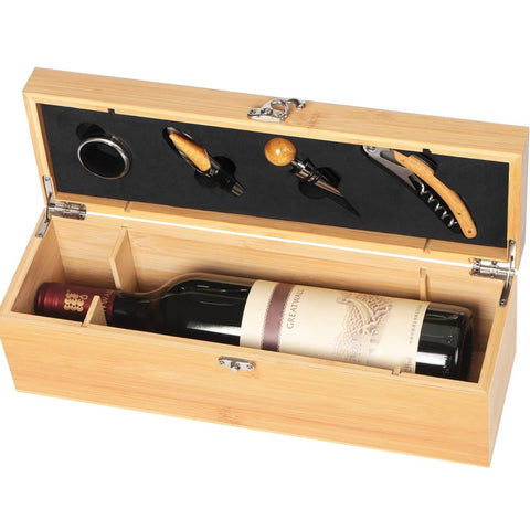 Deluxe Wooden Gift Box with Wine Accessories - operatt.top Order Wine Online